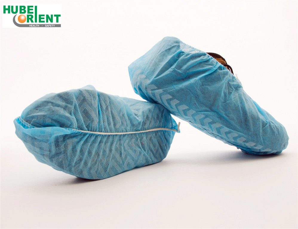 Single Use Waterproof Nonwoven Shoe Covers With Non Slip Stripes