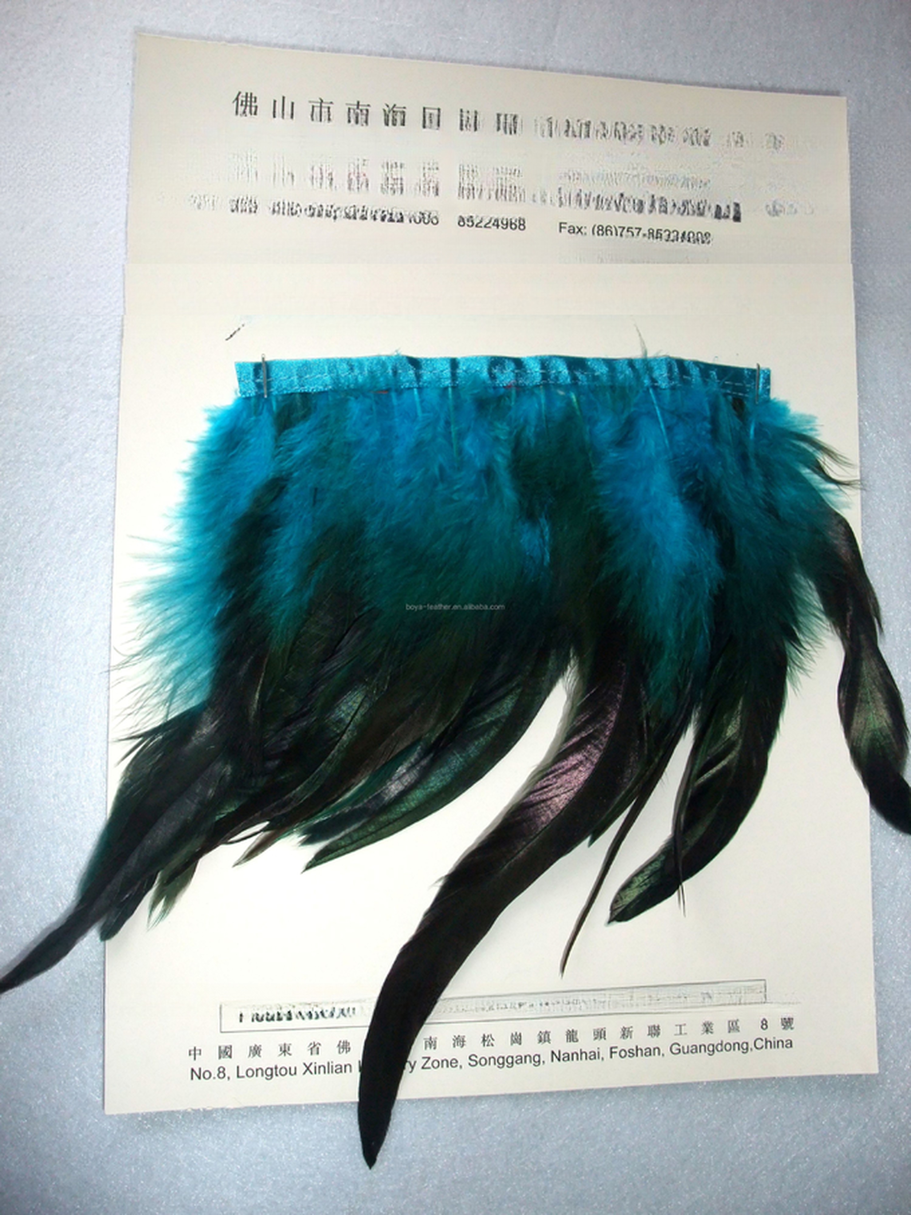 6-8inch Party Decoration Rooster Coque Feather Fringe Trim with Satin Ribbon Tapes