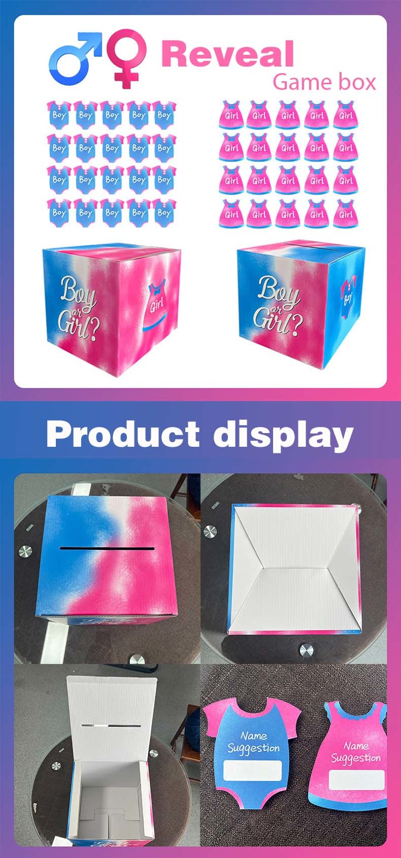 Baby Gender Reveal Voting Box Boys and Girls Gender Voting Game Box for Baby Shower Party Decor