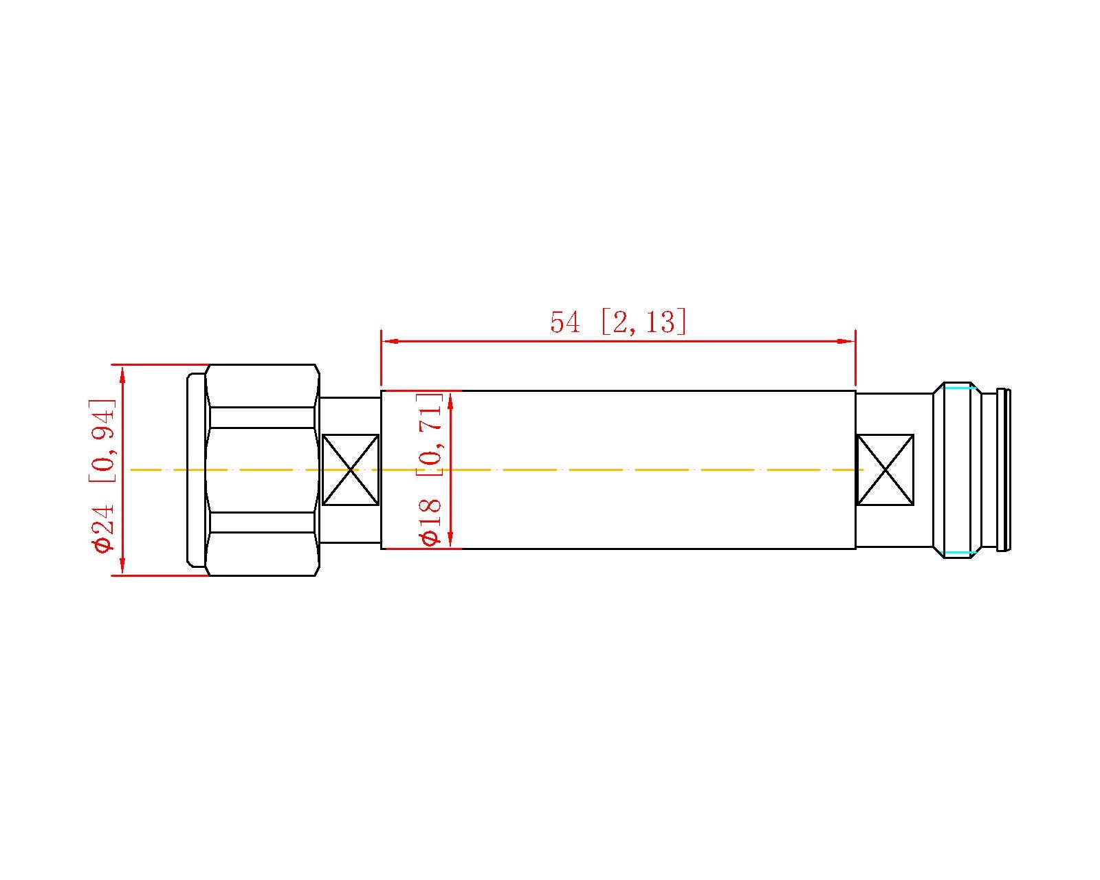 DC-4G 5W 4.3-10 Male-4.3-10 Female RF Attenuator 40~60dB