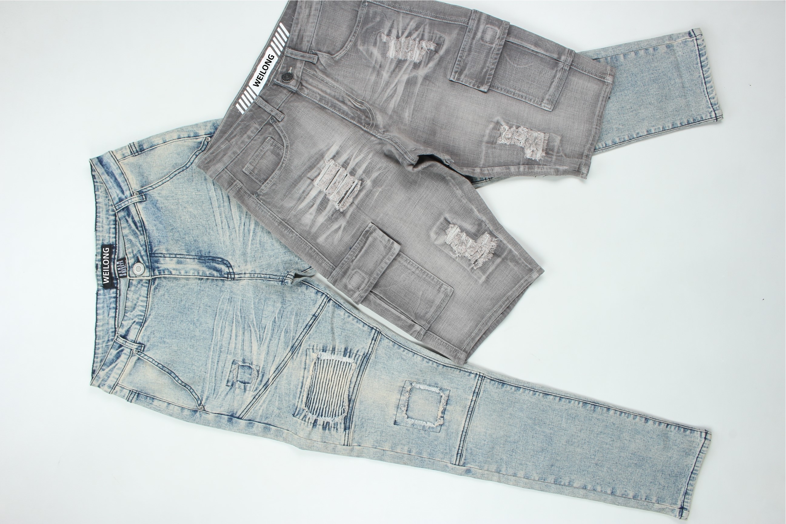 190 Cm Ring Slub Sulfur Black Stretch Denim Fabric For Men Jeans