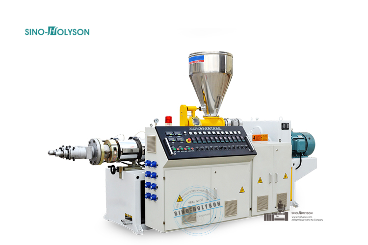 65/132mm Conical Twin Screw Extruder Production Line With Siemens / Schneider Breaker