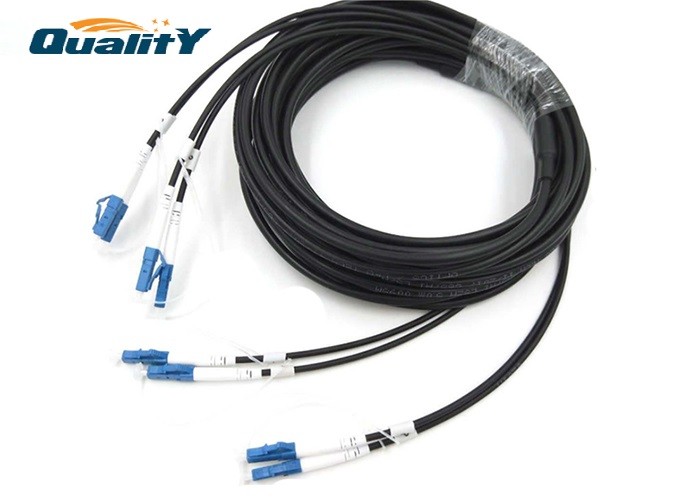 fiber optic cable armored / G652D fiber 4 Core LC Military Tactical / outdoor armored fiber optic cable