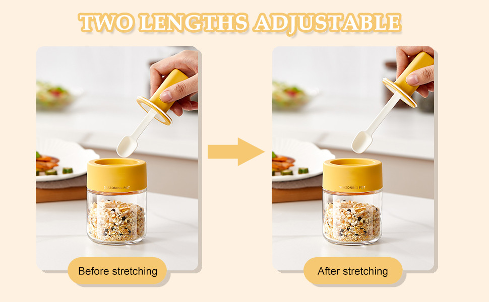 3 Pack Extendable Spoon 250ml Plastic Spice Tools Pp Seasoning Bottle