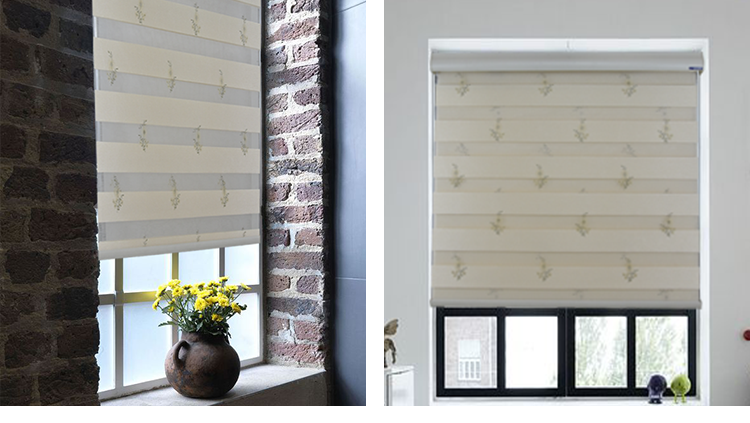 Luxury Fabric Blackout Zebra Roller Blinds Rope Control For Windows