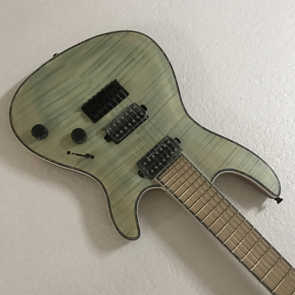 High-quality 7 string electric guitar, burst color Quilte Maple electric guitar, Abalone binding top, free shipping