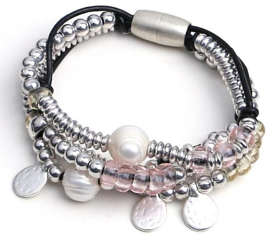 jewelry bracelet multi rows black real leather bio magnetic bracelet men, health