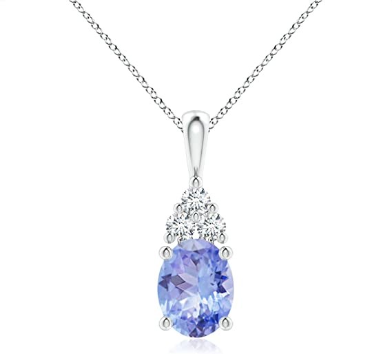14K Solid Gold Angara Natural Tanzanite Solitaire Pendant Necklace For Women Girls