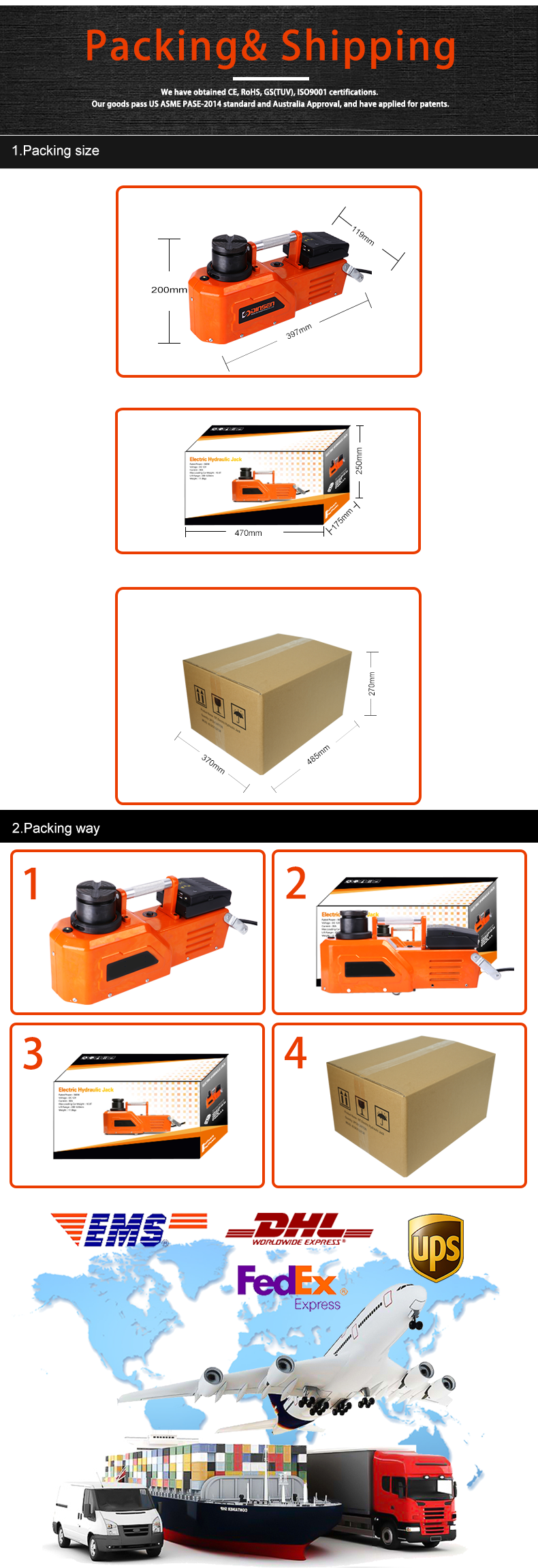 SUV 12 Volt Electric Hydraulic Portable Car Jack ISO9001 Approved