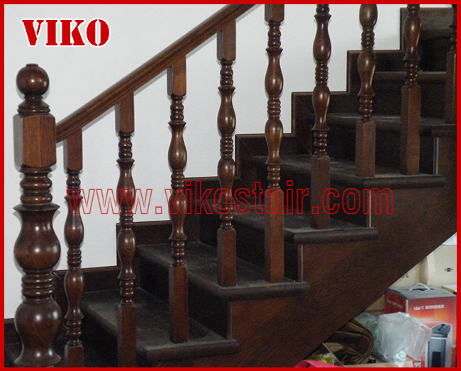 Solid Wood Staircase VK94S American Handrail Tread American ,Railing tempered glass, Handrail b eech Stringer,carbon