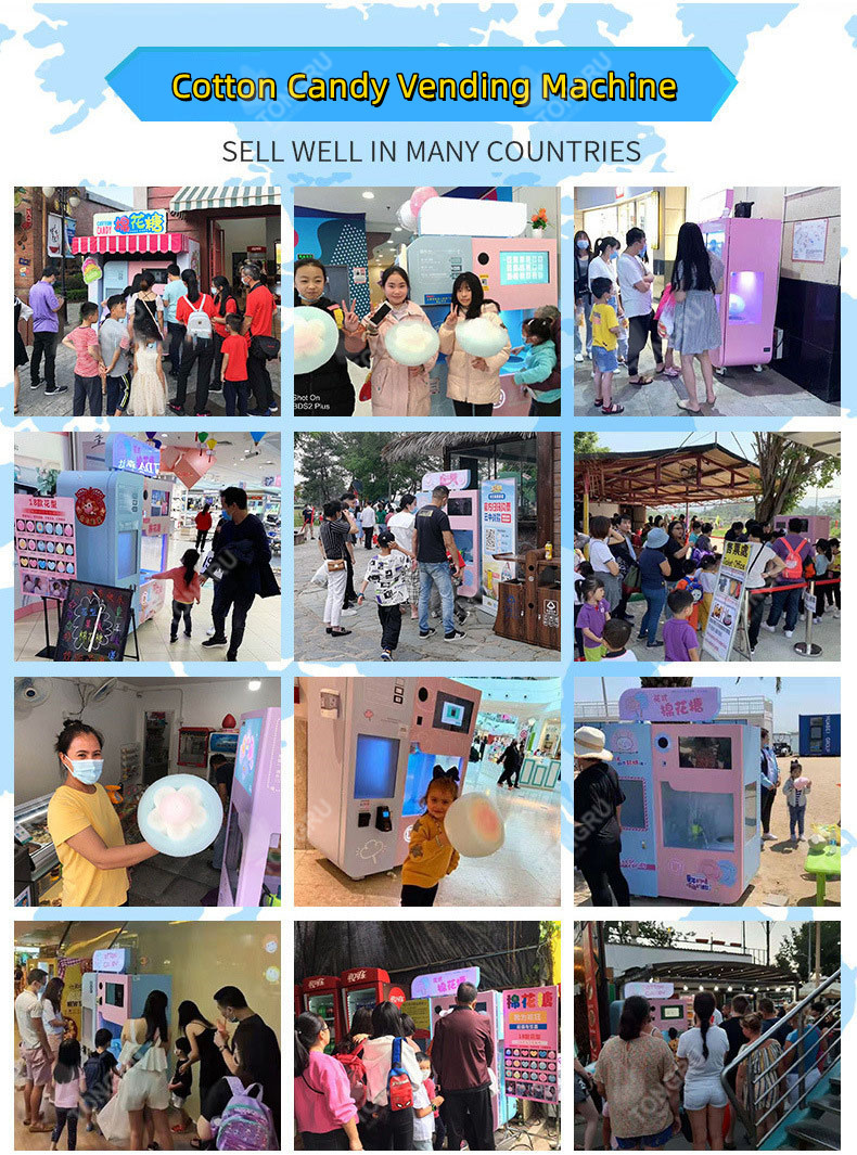 Automatic Cotton Candy Vending Machine Which is totally Automatic and colorful