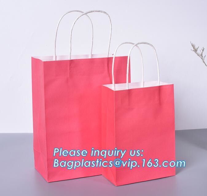 Customized Red Printed Kraft Paper Shopping Bag with Ribbon Handles and Bowknot,Kraft Paper Shopping Bag with Kinds off
