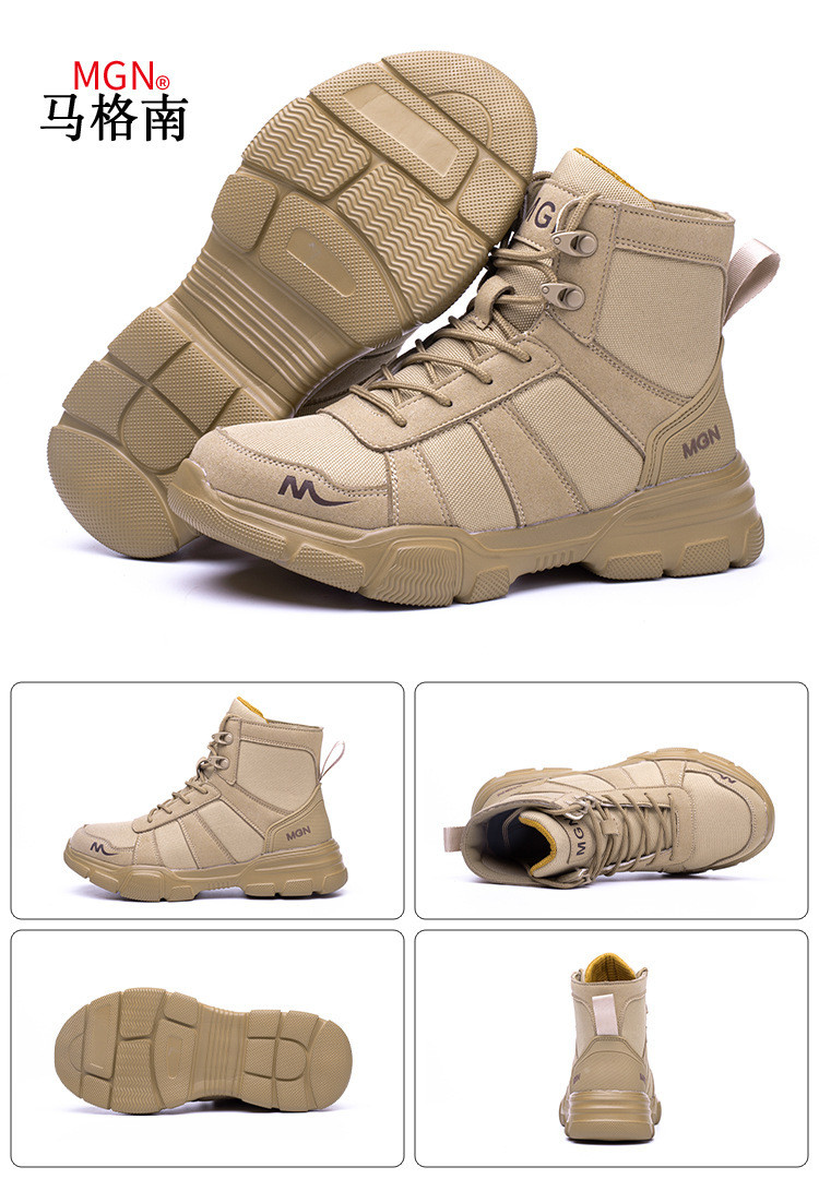 Microfiber Men'S Most Comfortable Security Boots Steel Toe Kevlar Mid Sole Anti-Smashing Rubber Work Boots