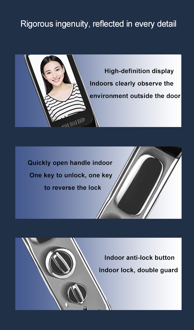 Face ID Intelligent Tuya Door Lock Intercom IC Card App Controlled Smart Door Lock