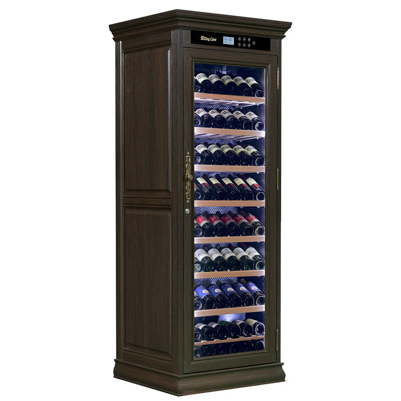 Brown Wood Frame Bar Drinks Cabinet Kitchen Wine Cooler With Locker