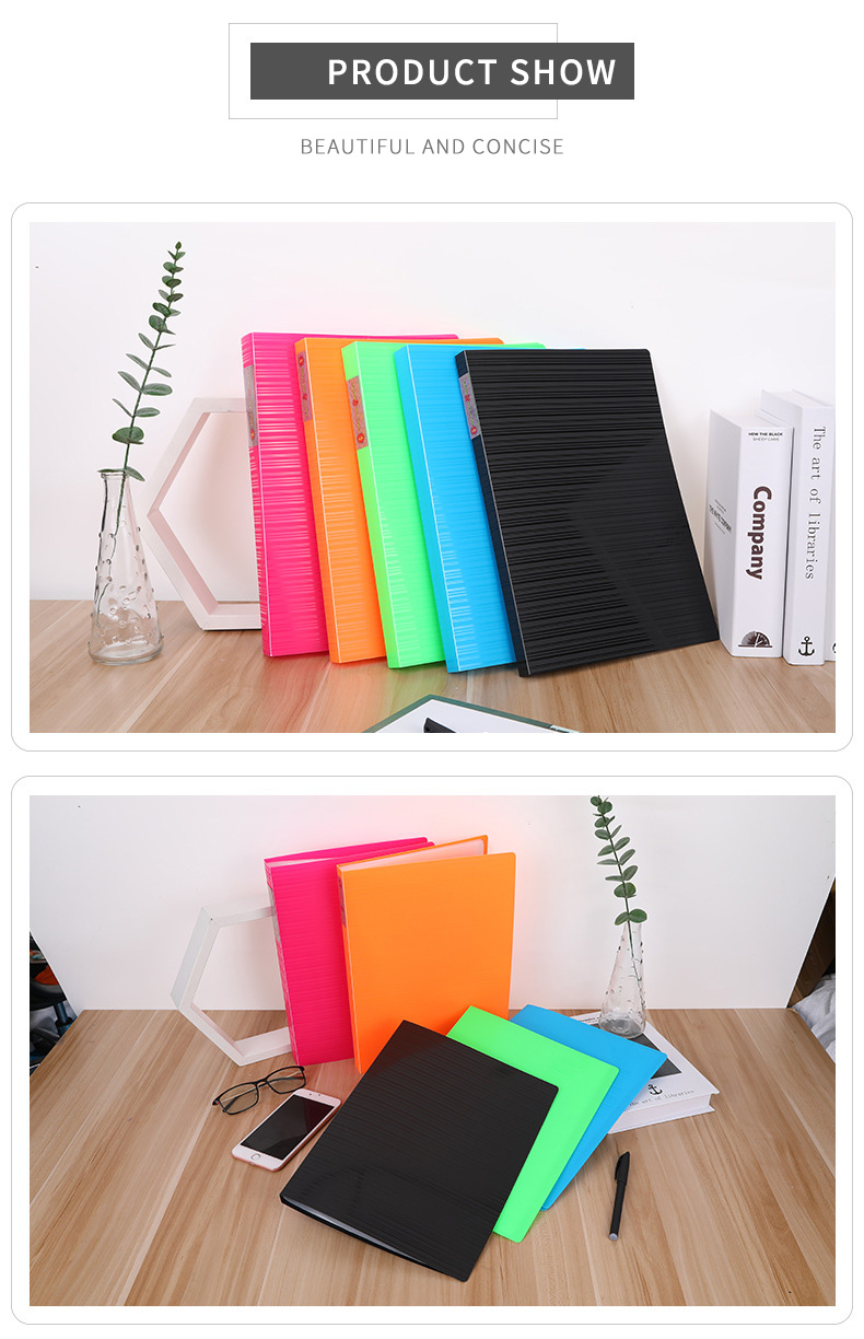 Orange A4 Display Book Folder with Fixture size A4 and Design Solid Color Stripe