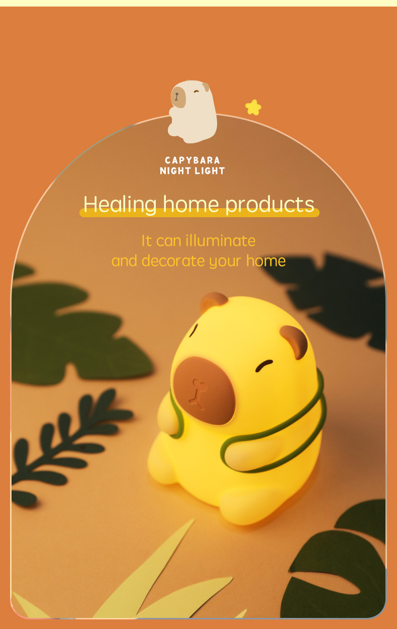 New Arrival Seven Color Silicone Capybara Night Lamp Birthday Gifts Night Light