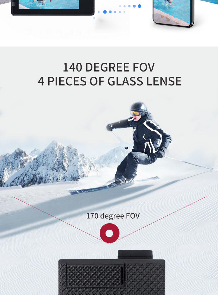 2.0" LCD 720P Sports Camera Waterproof Multiple Colors 30fps Outdoor Sports Camera