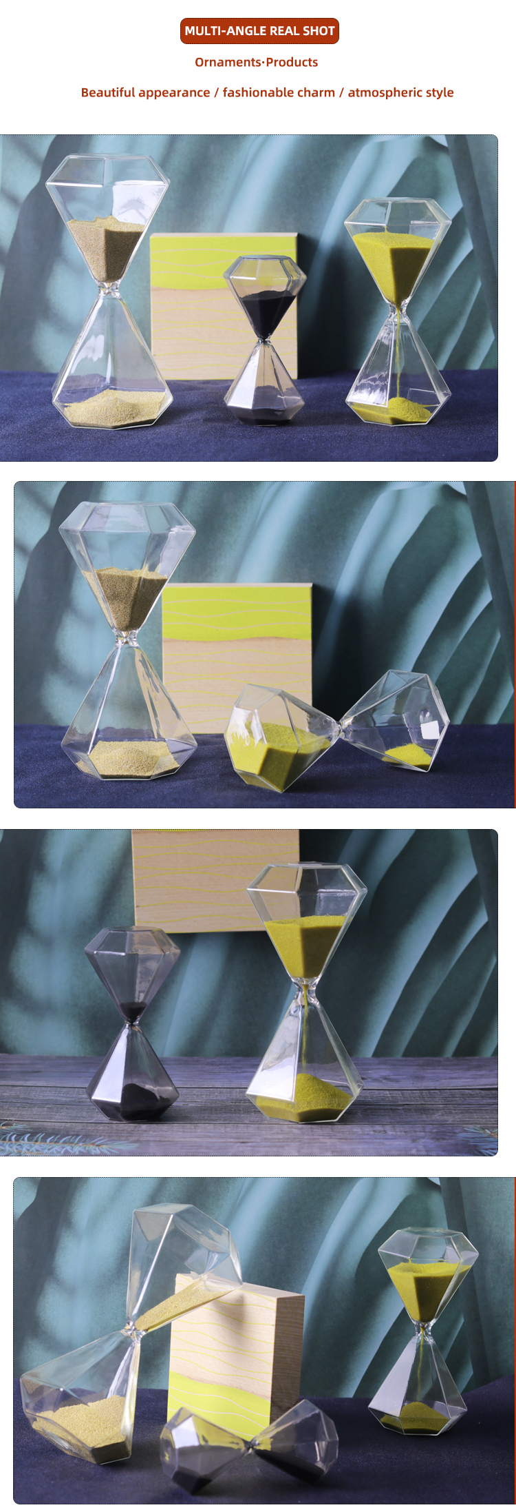 Gold Glass Hourglass 5 Minutes 15 Minutes 30 Minutes Diamond Hour Glass Free Sample