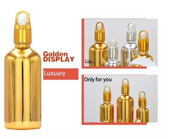 High quality Luxury Cosmetic Package 10ml 20ml 30ml 50ml Electroplating Gold