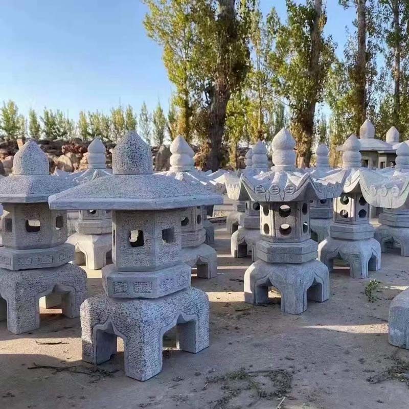 Large Grey Outdoor Stone Lantern Granite Pagoda Japanese Garden Ornaments