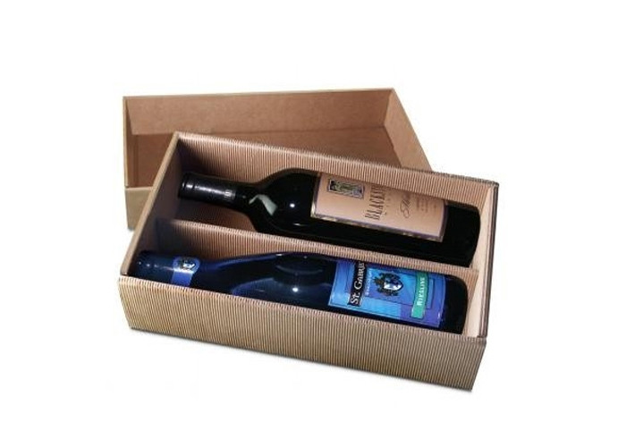 Customized double wine bottle gift box , Rigid Corrugated Cardboard Wine Boxes