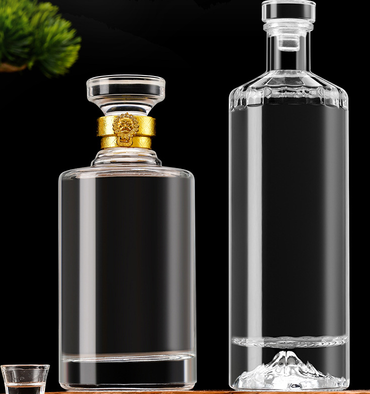 Custom 700ml Crystal Xo Wine Bottle Glass Bottles Brandy Whisky Glass Bottle With Cork