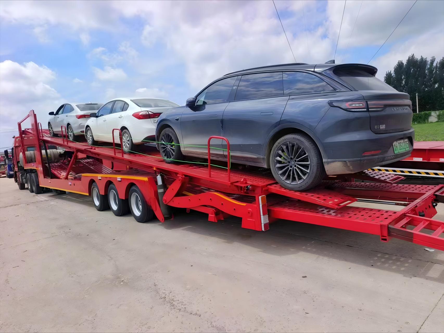 CIMC iron 2 or 3 axle 6 to 10 car double deck heavy duty vehicle large space freight truck Auto Car move transport Semi Trailer
