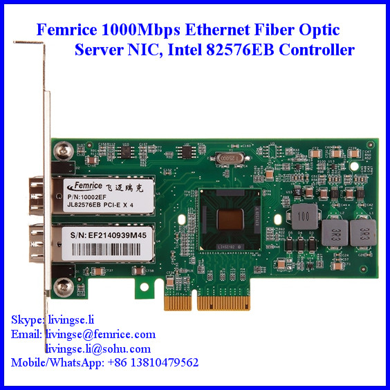 1000Mbps Dual Port SFP Slot PCI Express x4 Server Network Adapter (Intel 82576 Chipset)