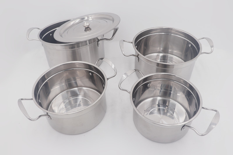 0.194cbm 4pcs Induction Stainless Steel Stock Pot With Lid
