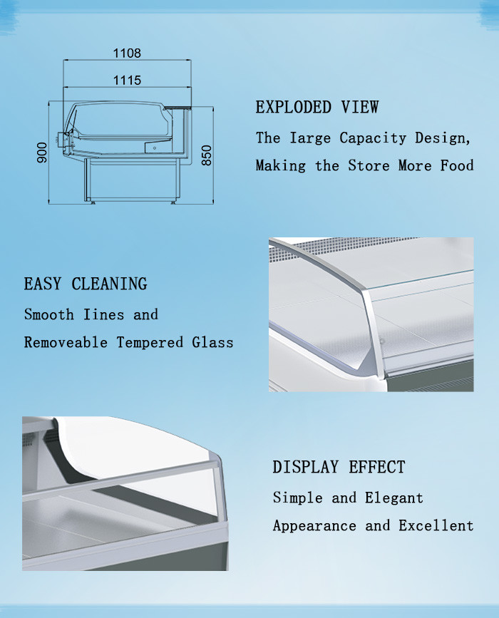 Cold Storage Meat Display Freezer 160L No Door Butcher Shop 0 - 5 ℃ Cooler