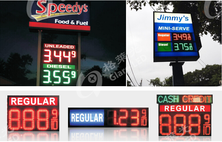 8 Inch Red LED Petrol Display Graphics Display for Outdoor Waterproof LED Advertising