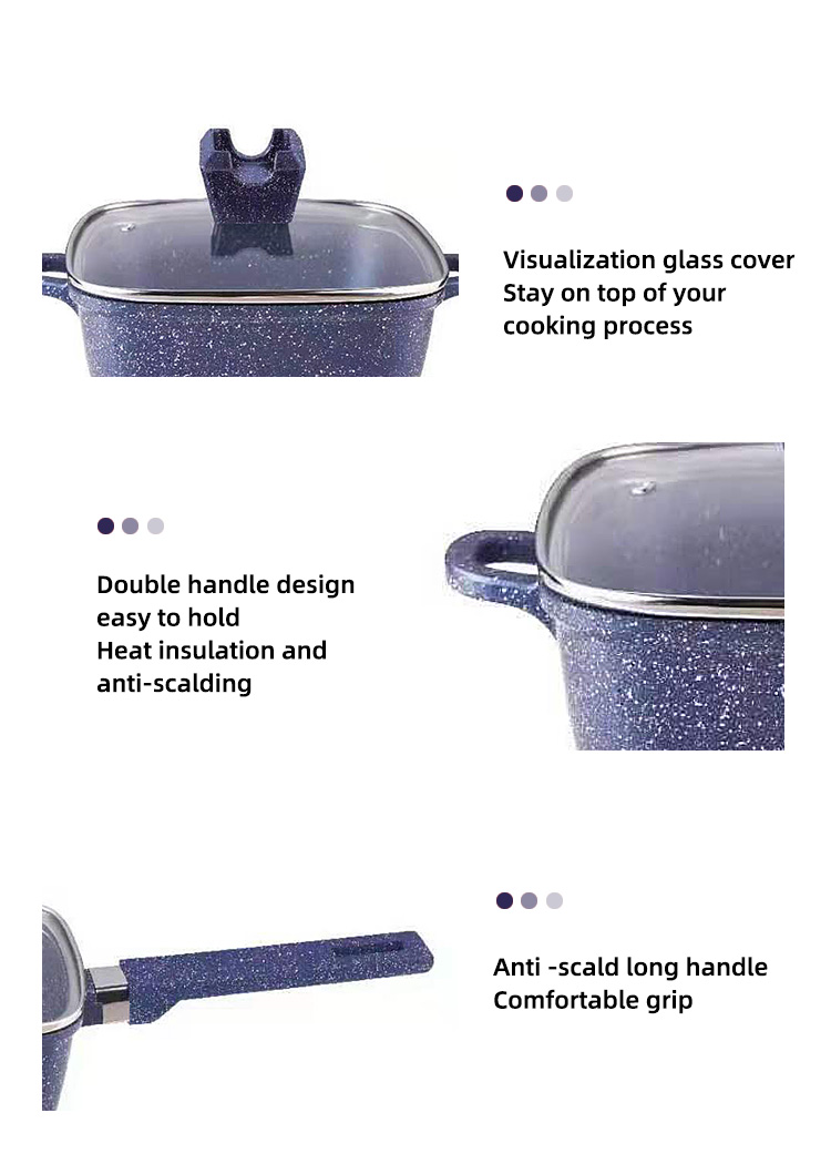 16Pcs Maifan Stone Aluminum Cookware Set With Anti Heat Handle