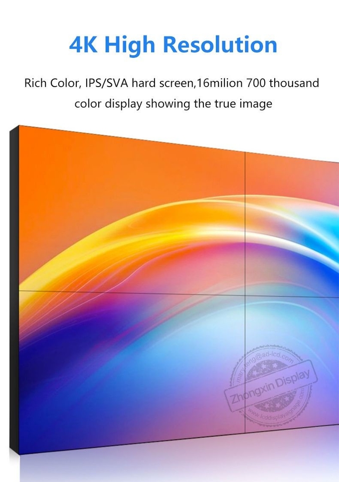 Original 55 Inch 0.88mm bezel 3x3 IPS LCD LED TV Video Wall Display 800nits 1080p 4K Wall Mounted Video Wall