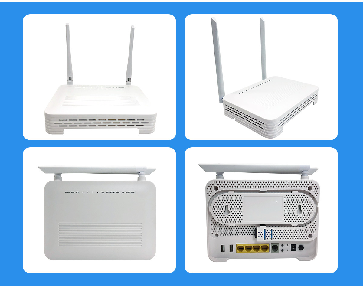 WIFI6 4GE 1POTS 2USB GPON ONU AC2000 5DBi Two External Antenna