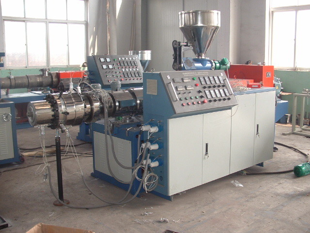 pvc Corrugated Pipe Production Line Twin Screw Extruder , Plastic Corrugated Pipe Making Machine