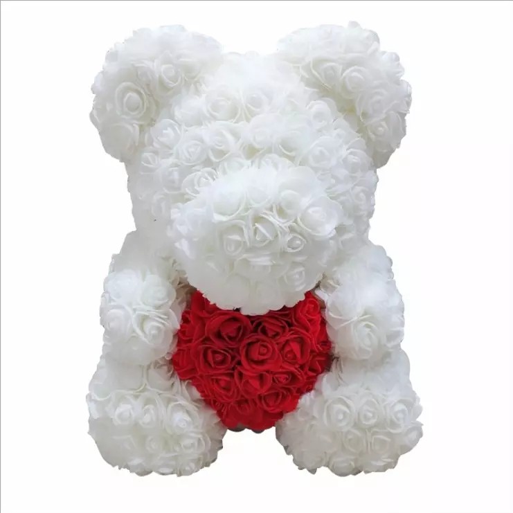 Rose Bear for Christmas Day Teddy Bear with PE Roses Bouquet Flower Teddy Rose Bear Rose Flower bear gift