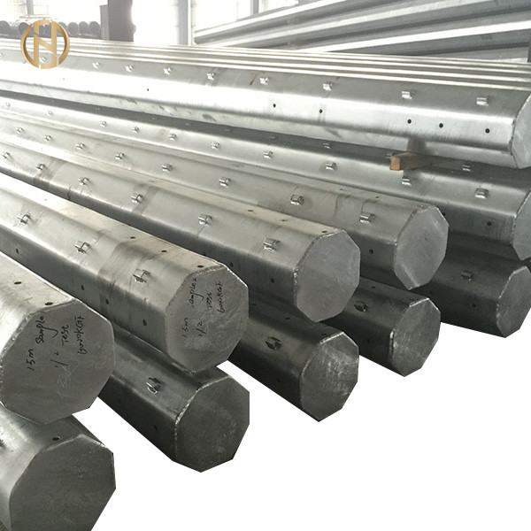 33KV 11m 12m Steel Electric Power Pole Class 4 Directly Buried Type Earthquake Resistant