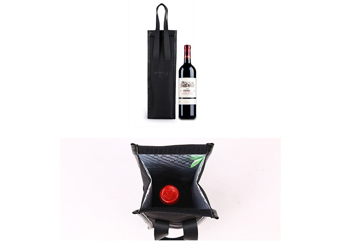 Vegan Leather Black Wine Cooler Bags For Gift Champagne Cooler Bag OEM