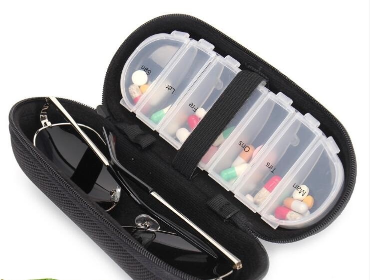 Portable Creative style foldable travel plastic cup with pill case, Random color creative travel cup with pill case for