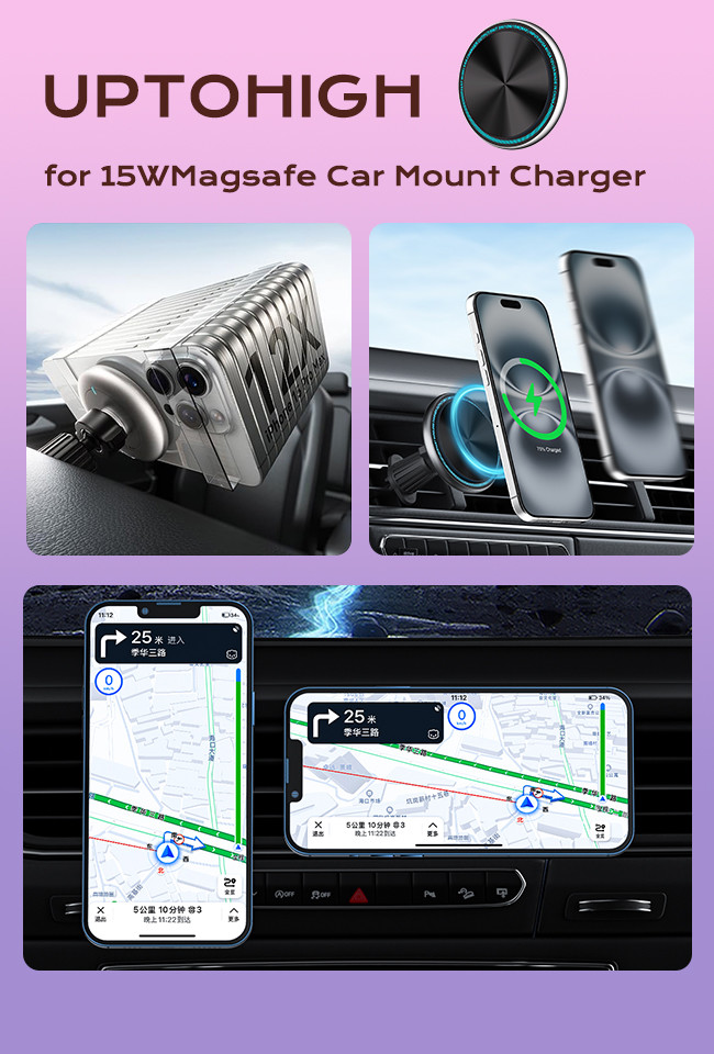 Customizable Running Light Car Phone Holder With Strong Magnetic Suction And One-Handed Operation