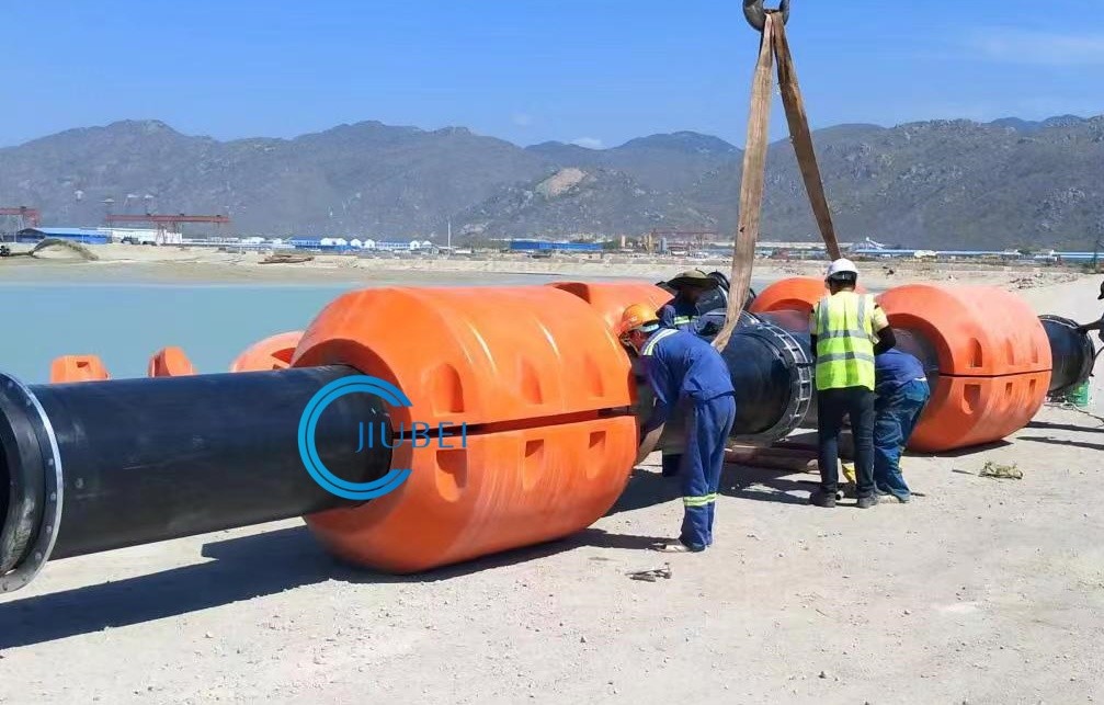 Cylindrical 150KG Durable Dredging Pipe Float With UV Resistance