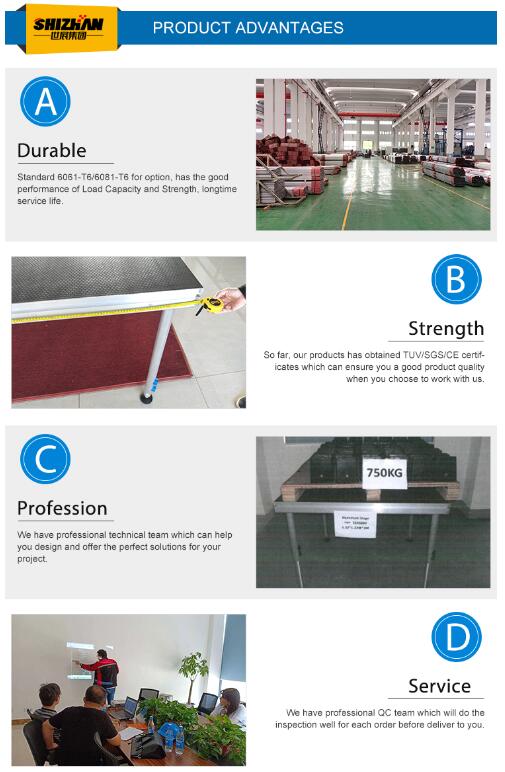 anti-slip tablet telescopic theatre portable aluminum adjustable mobile stage deck equipment