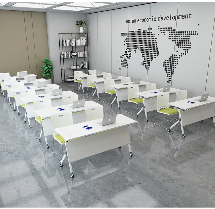 Modular Meeting Room Folding Desk Folding Office Training Table With Wheels