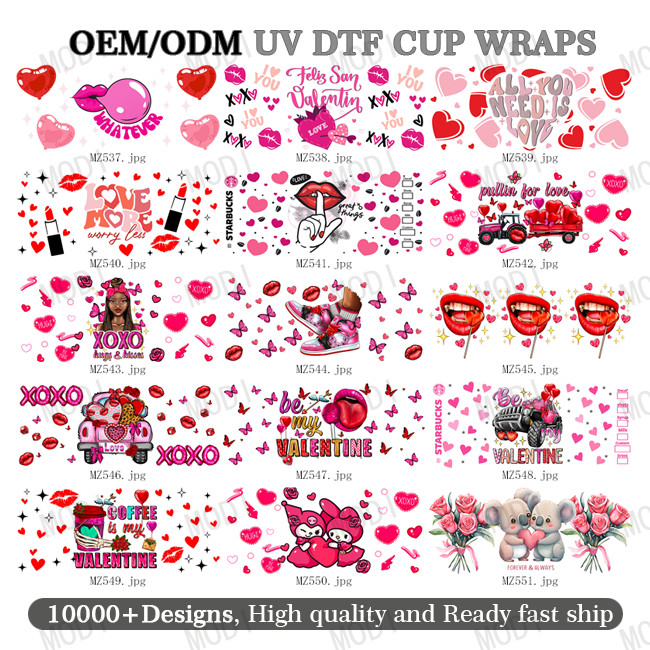 Valentine'S Day UV DTF Transfers For Cups Wraps Custom Logo Libbey Glass Tumbler