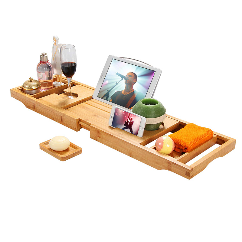 CE Certificate Bamboo Bathroom Caddy Tray For Bathtub
