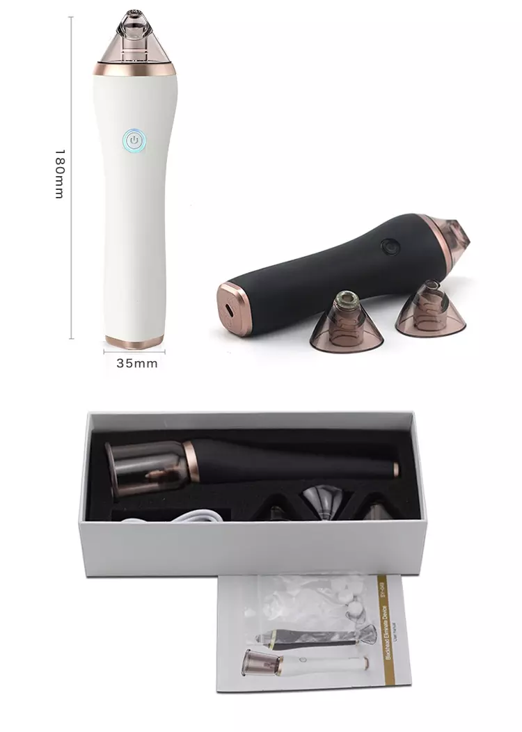 RoHS Black Oval Head Pimple Remover Machine Blackheads Vacuum Machine