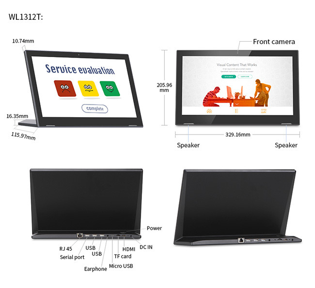 NFC 13.56MHz All In One Desktop Tablets 13.3 Inch LCD Panel Digital Signage