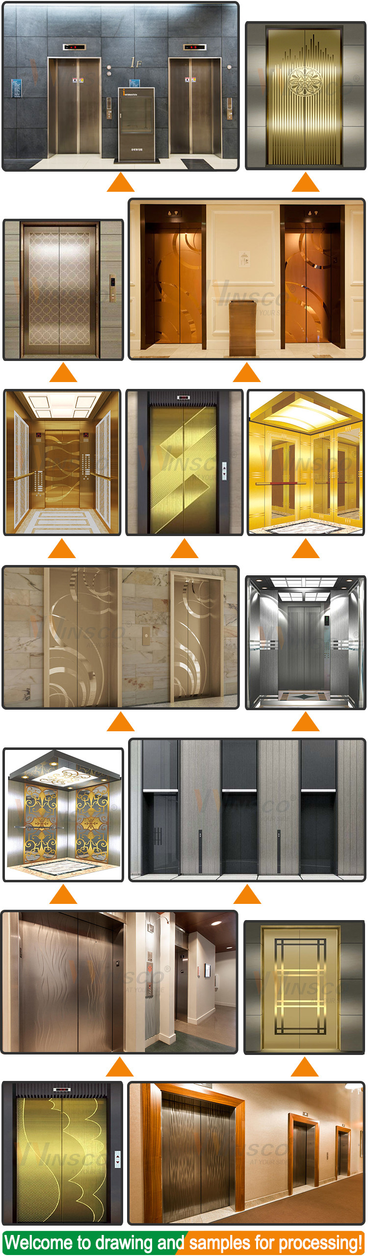 3048mm 304 Stainless Steel Sheet Metal Mirror Antique Bronze PVD Coated Etching For Elevator