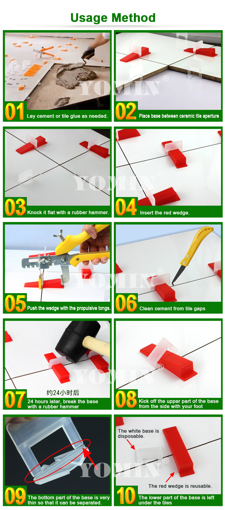 Plastic tile leveling system / clips and wedges ceramic tile leveling /install tools tile leveling system spacer